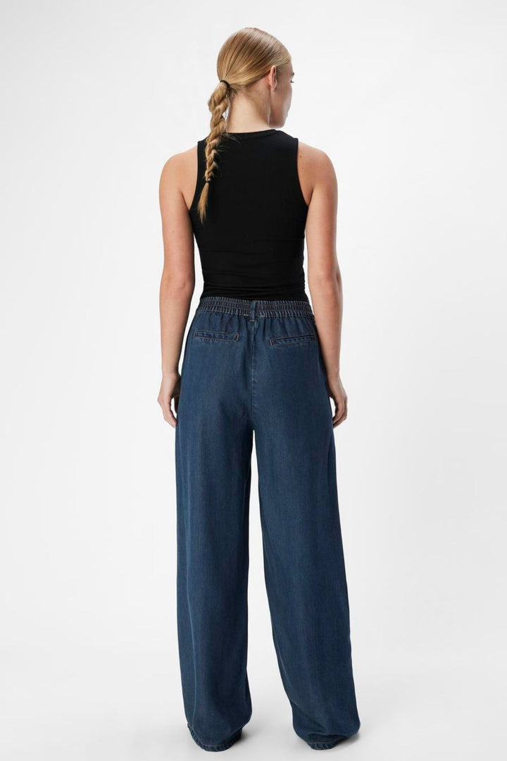 Frame Lisa Wide Pants - Mørkeblå Denim Rinse Wash